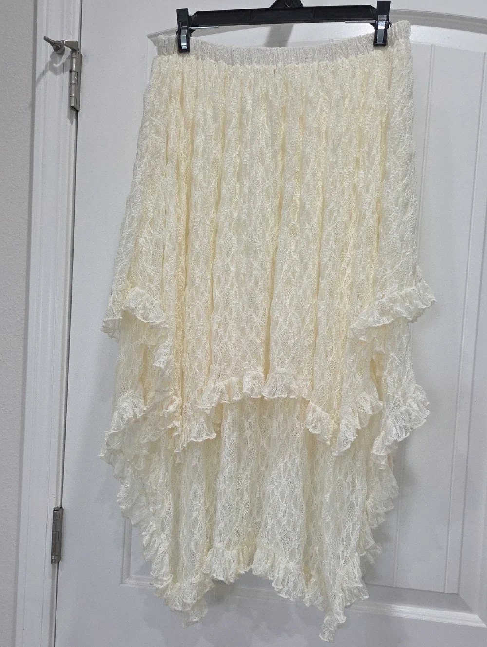 Rareraw Failrycore Asymmetrical Lace Skirt In Cream, Medium - Picture 2 of 5